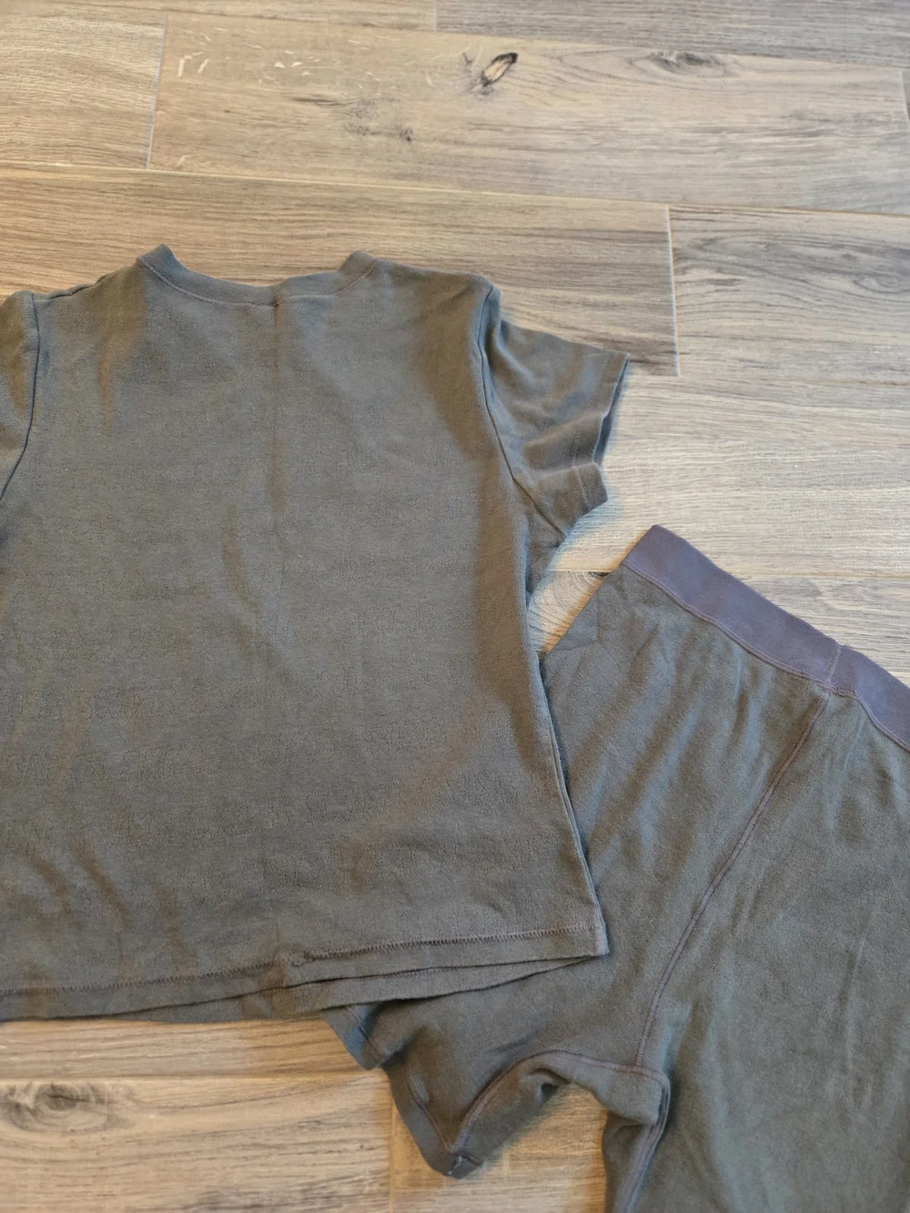 SKIMS Olive Green T-Shirt and Boxer Brief Set